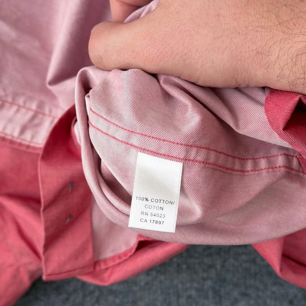 Banana Republic Shirt Mens 17 XL Pink Red Long Sleeve Button Up Cotton
